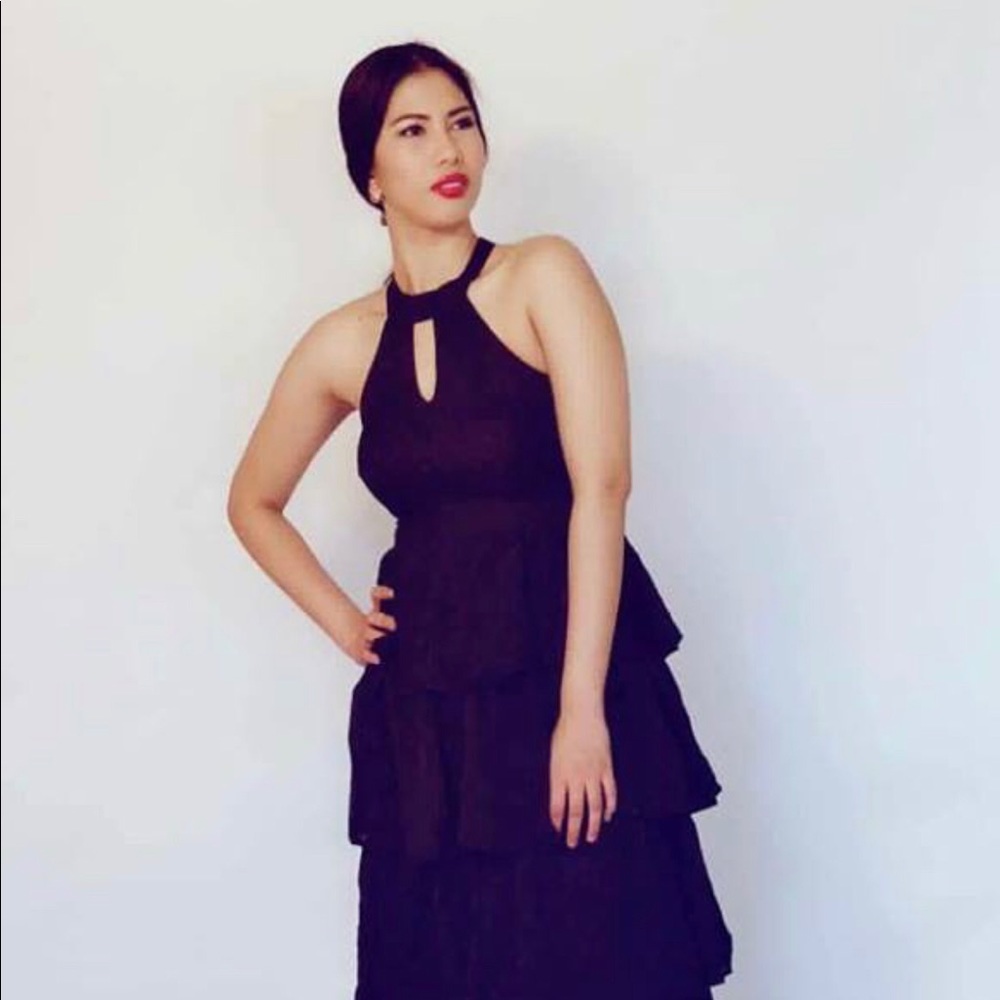 Ruffle Mock Neck Gown